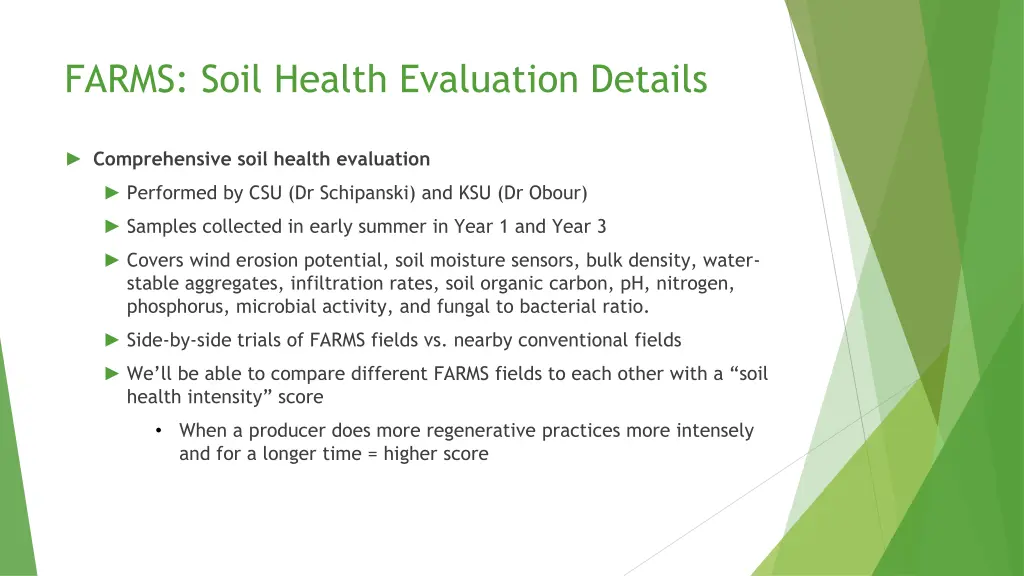 farms soil health evaluation details