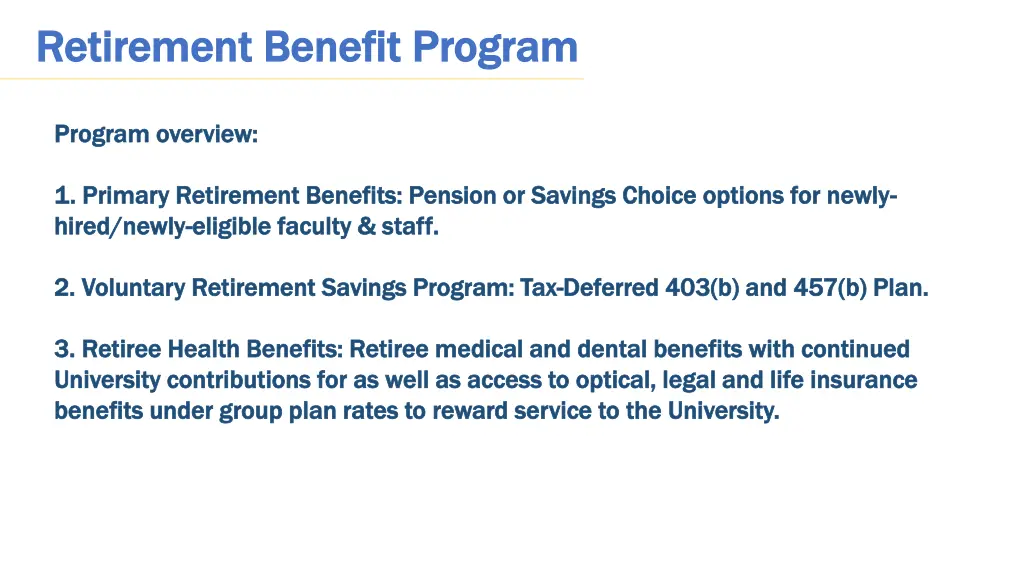 retirement benefit program retirement benefit