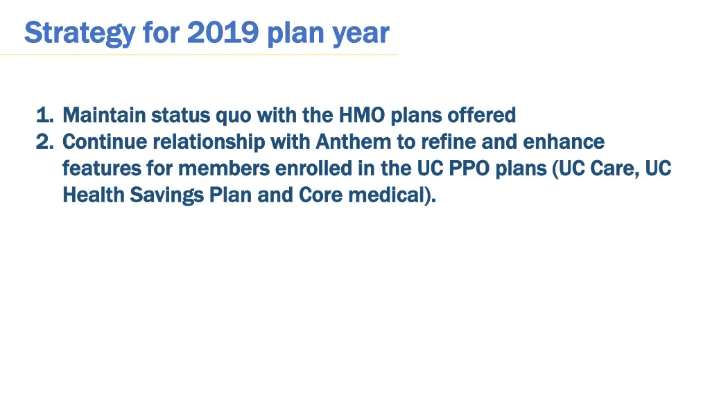 strategy for 2019 plan year strategy for 2019