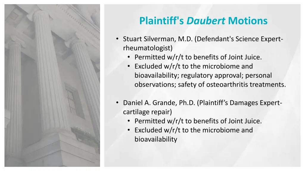 plaintiff s daubert motions