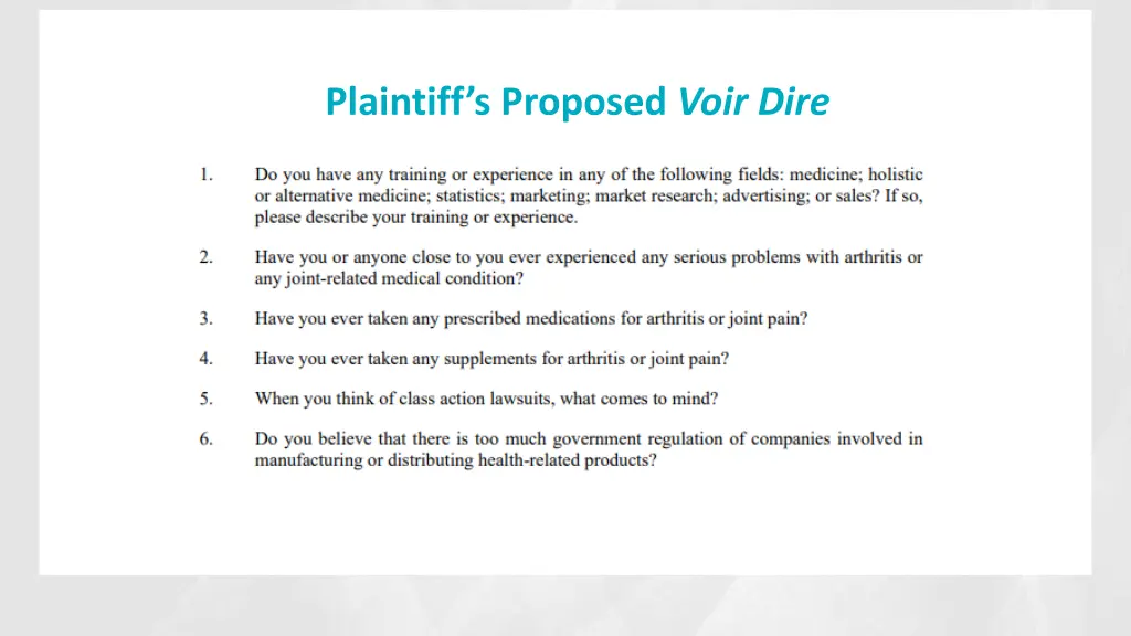 plaintiff s proposed voir dire