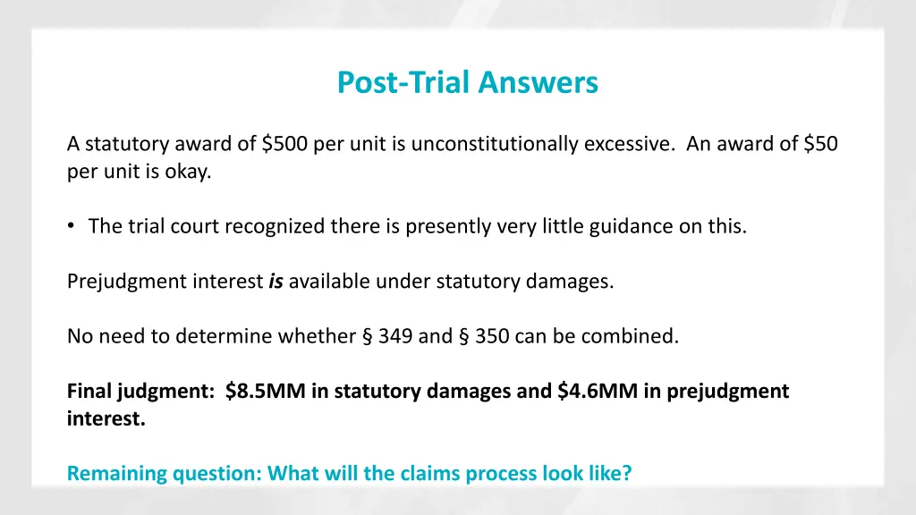 post trial answers