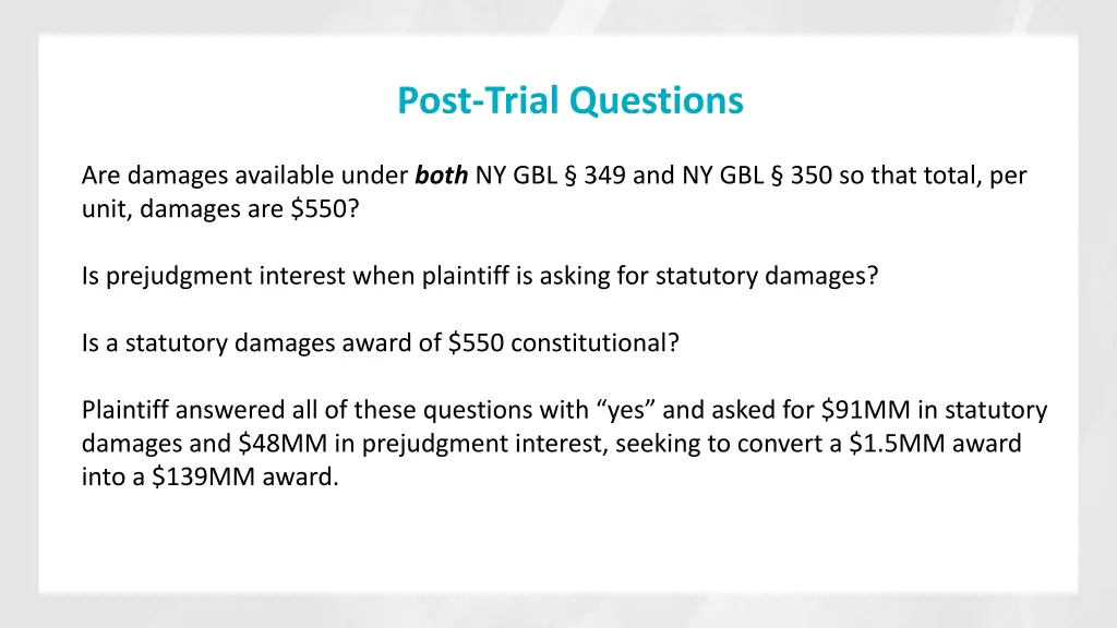 post trial questions