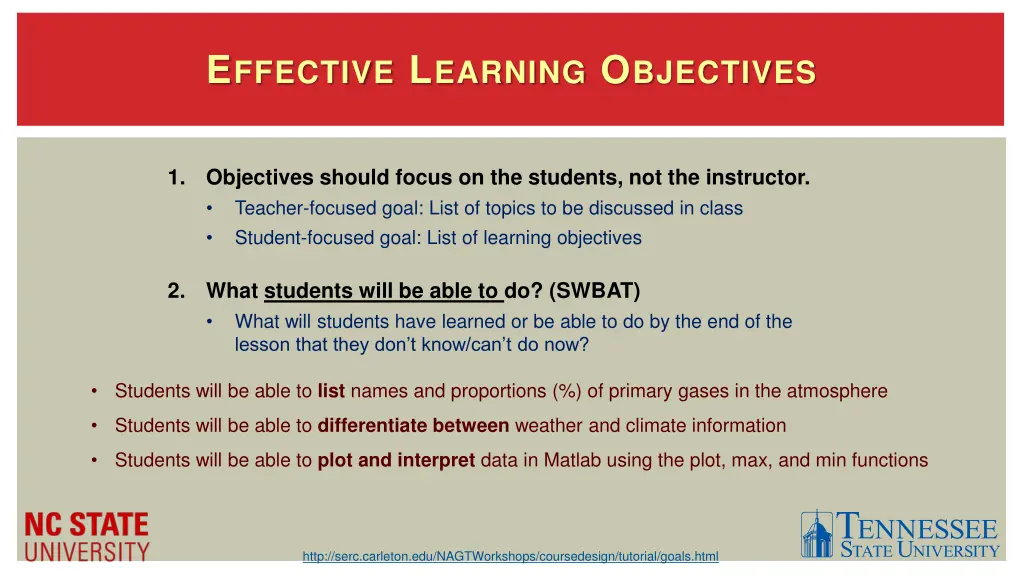 e ffective l earning o bjectives