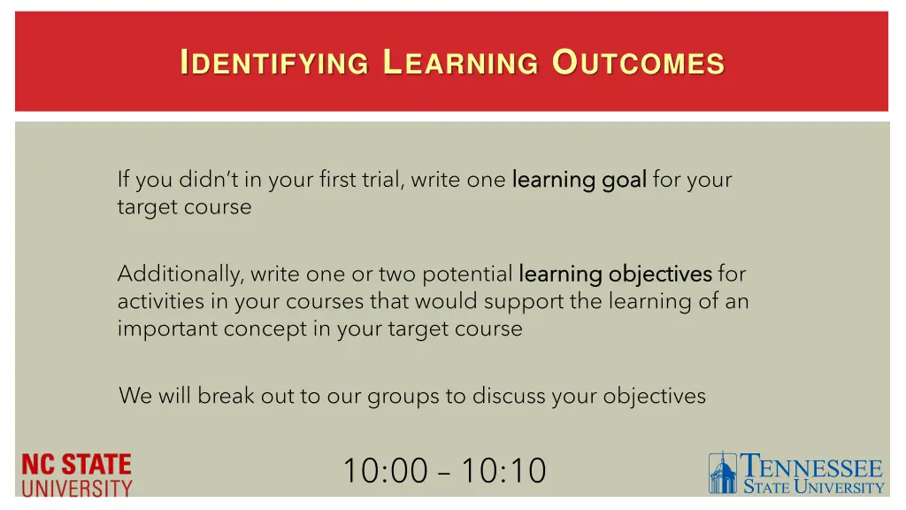 i dentifying l earning o utcomes 3