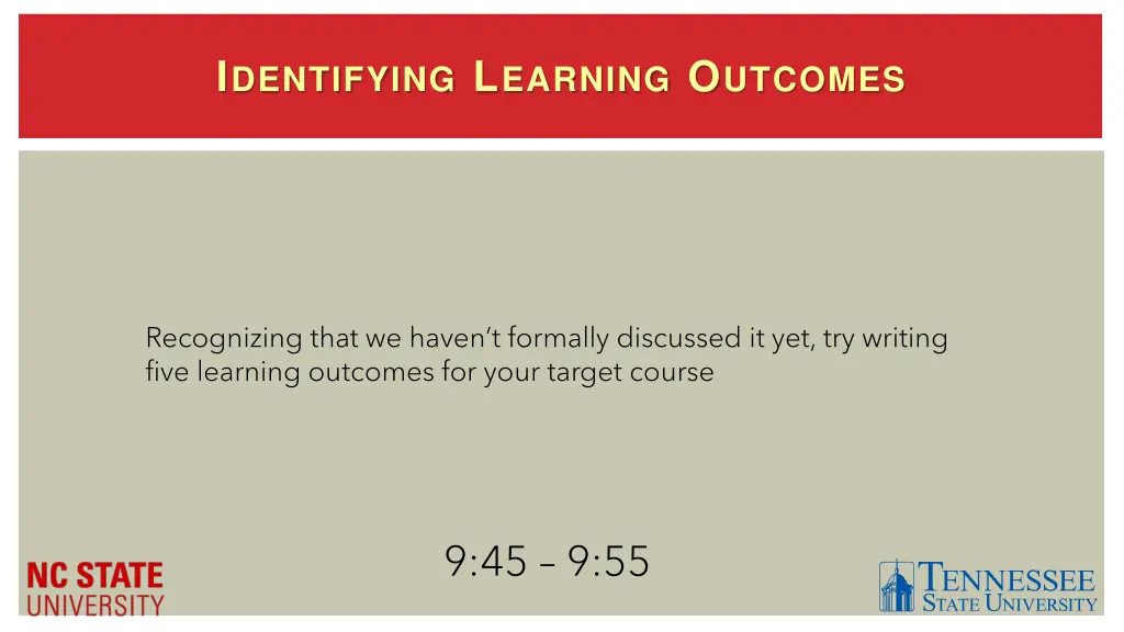 i dentifying l earning o utcomes