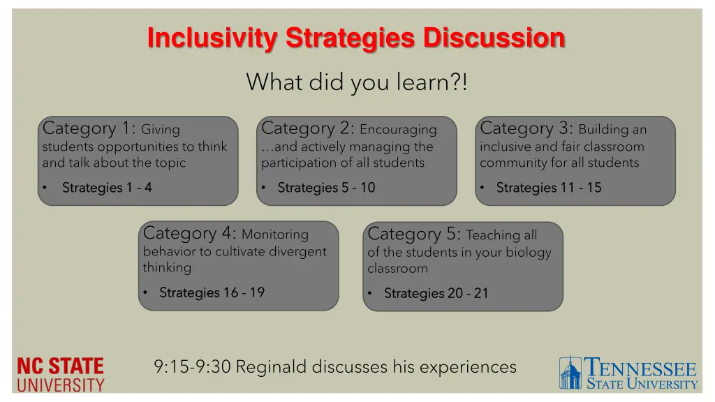 inclusivity strategies discussion