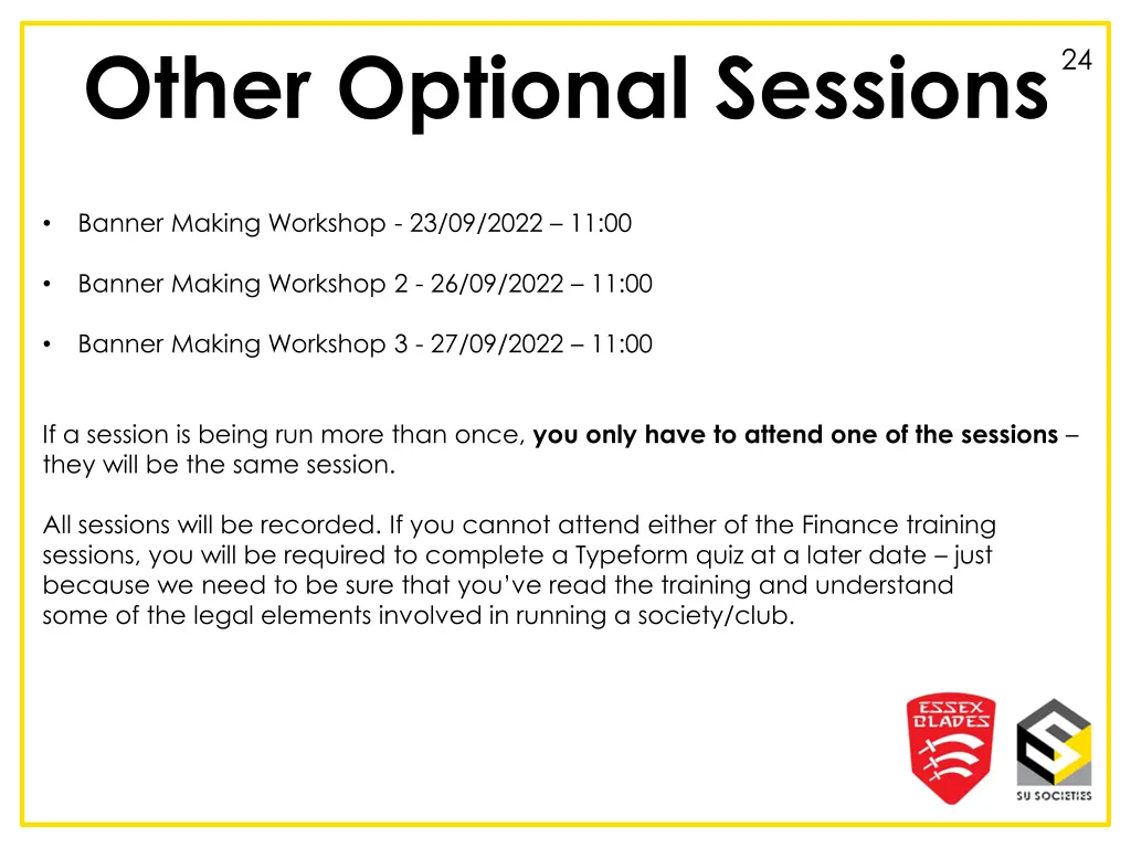 other optional sessions