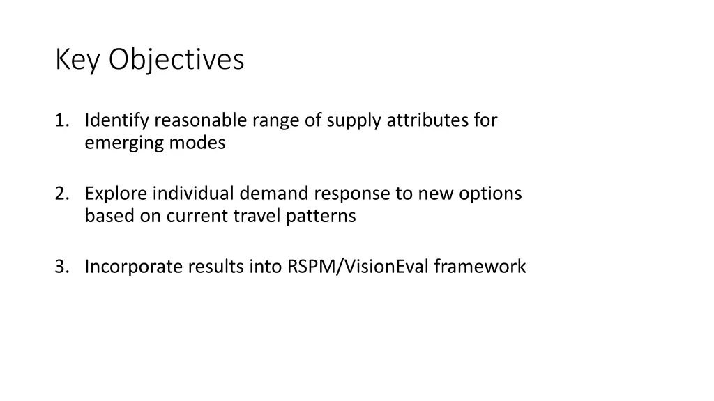 key objectives