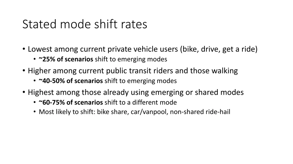 stated mode shift rates