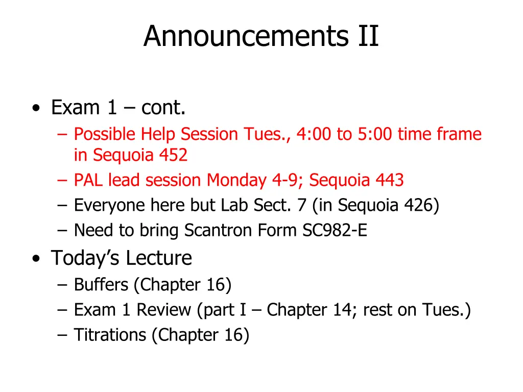 announcements ii