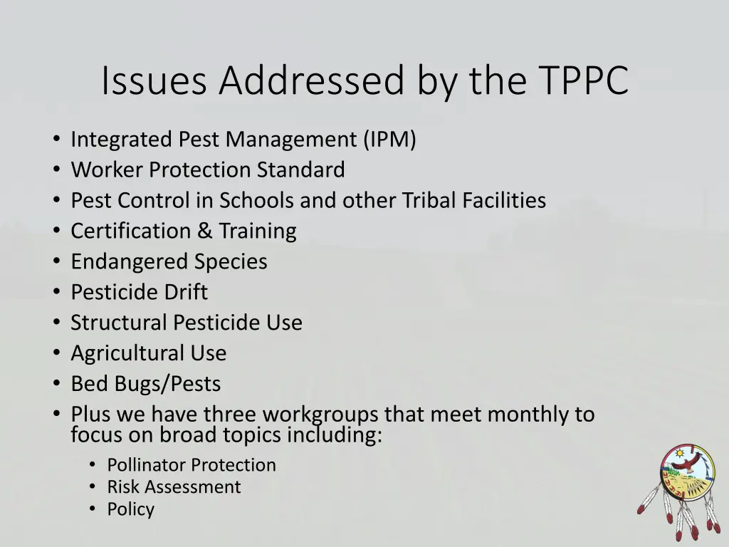 issues addressed by the tppc