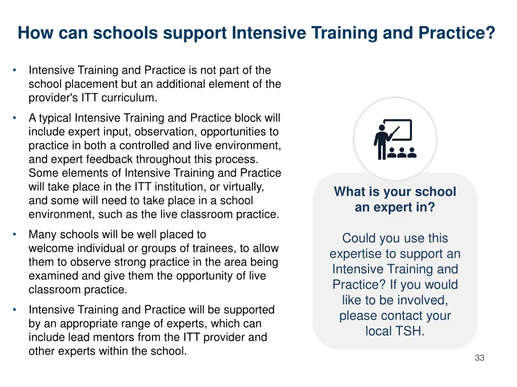 how can schools support intensive training