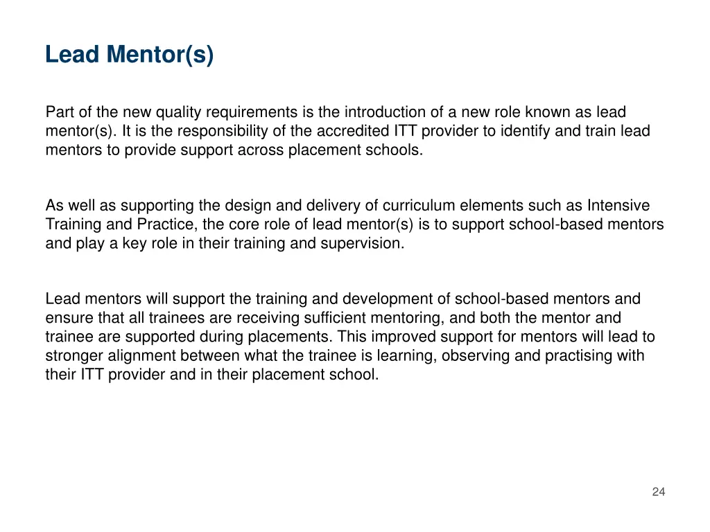 lead mentor s