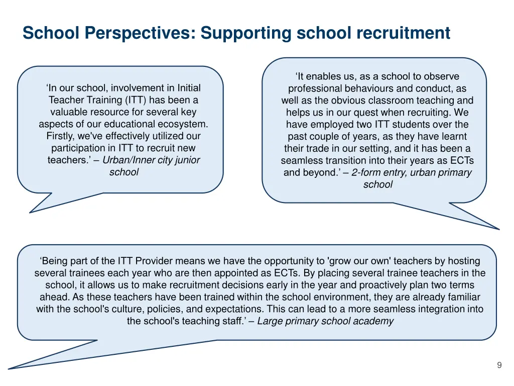 school perspectives supporting school recruitment