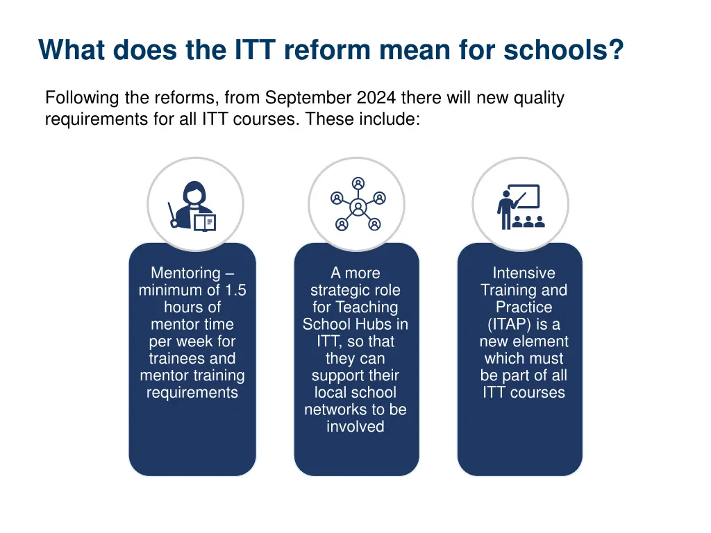 what does the itt reform mean for schools
