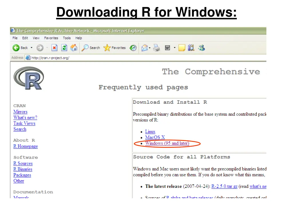 downloading r for windows