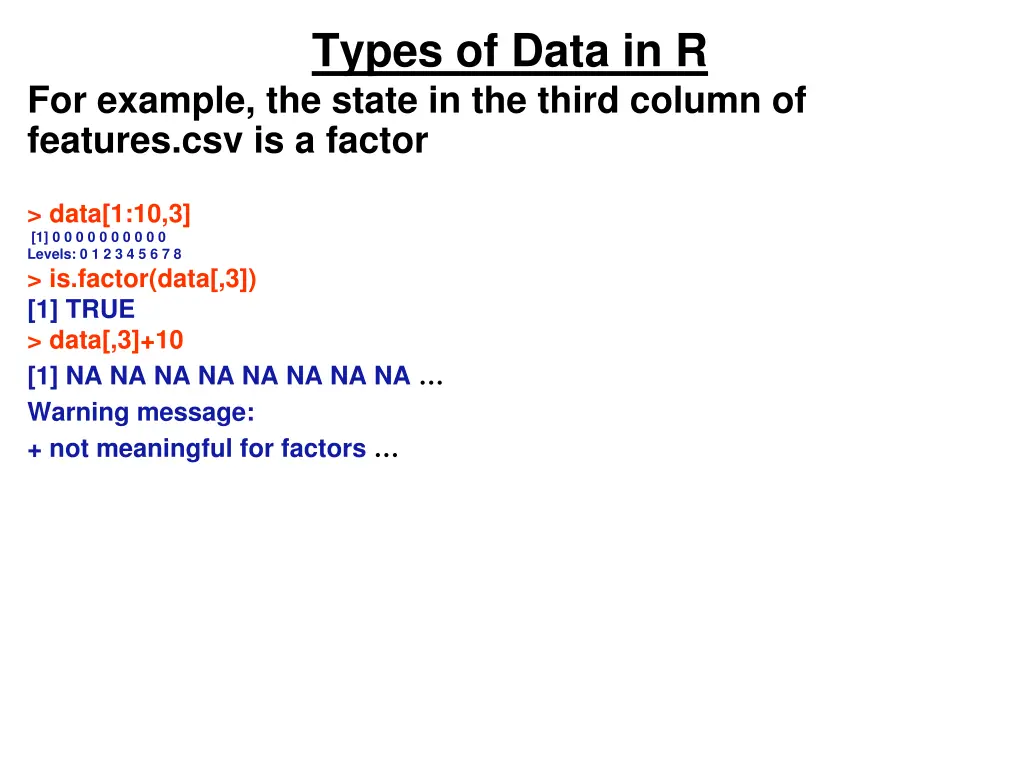 types of data in r 1