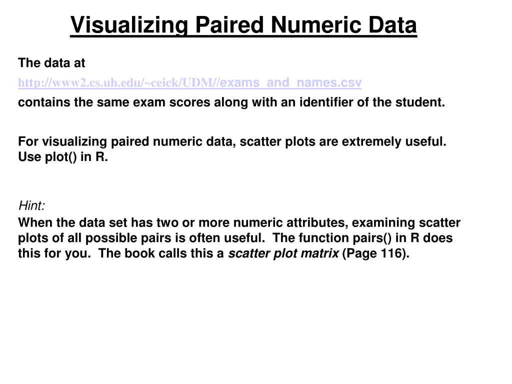 visualizing paired numeric data
