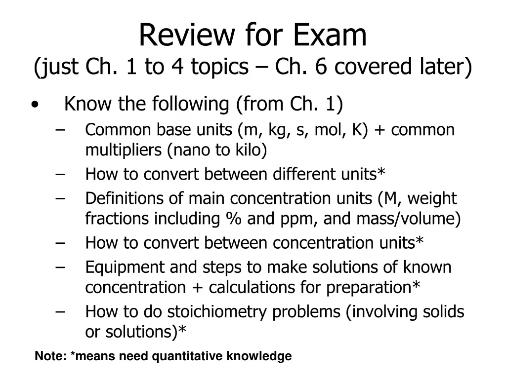 review for exam just ch 1 to 4 topics