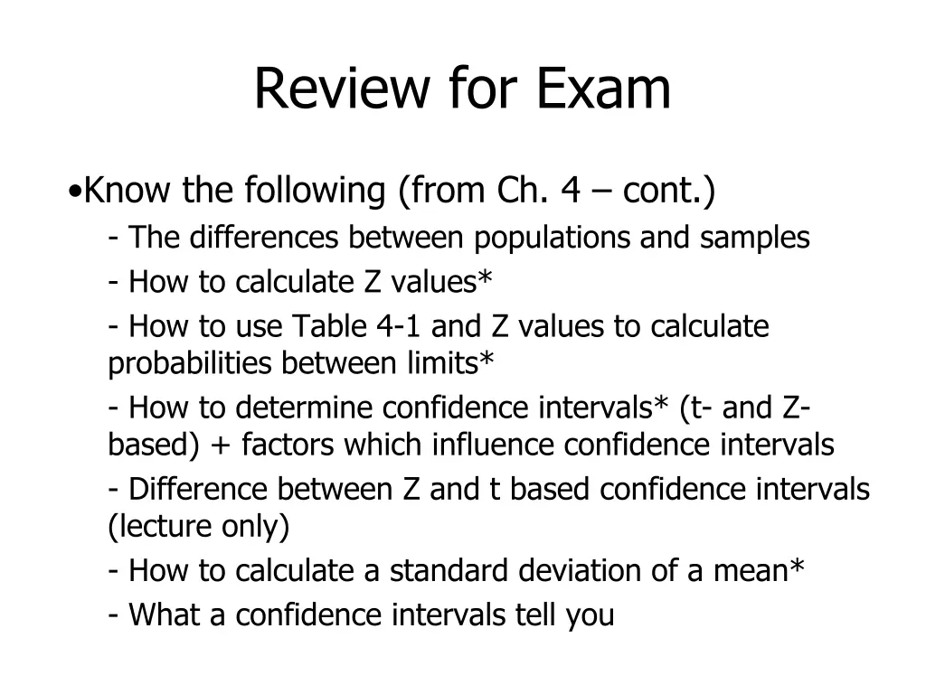review for exam