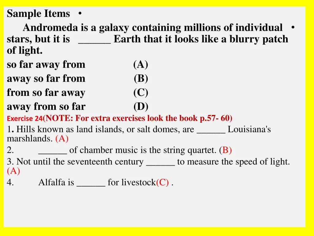 sample items andromeda is a galaxy containing
