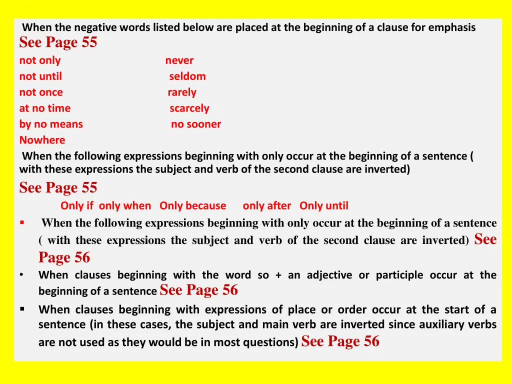 when the negative words listed below are placed