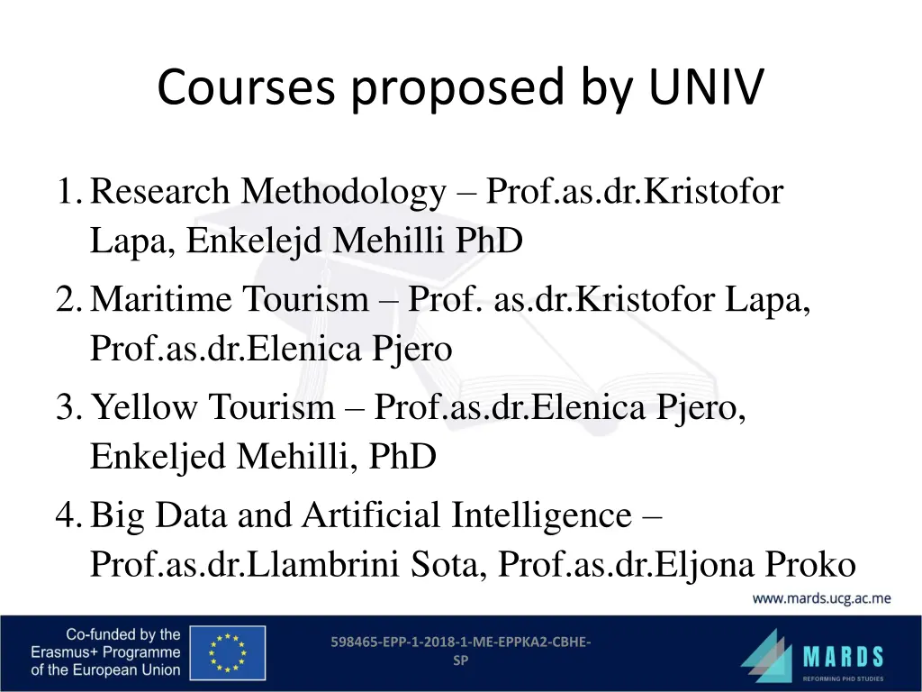 courses proposed by univ