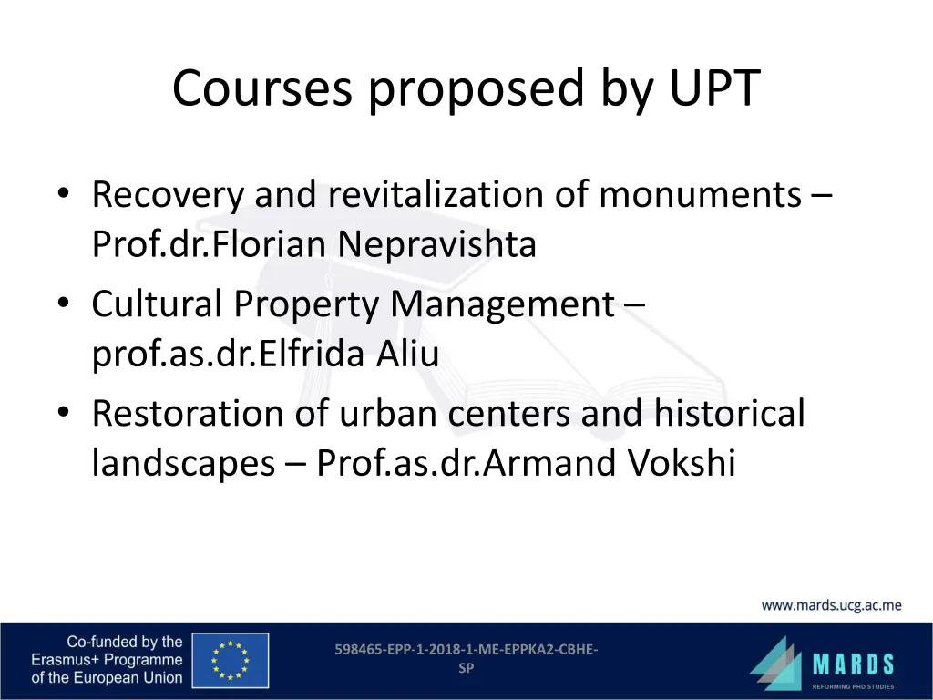 courses proposed by upt