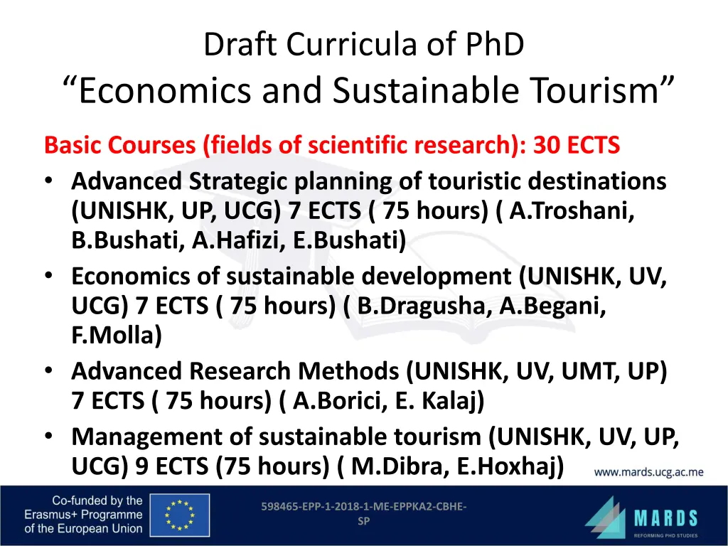 draft curricula of phd economics and sustainable