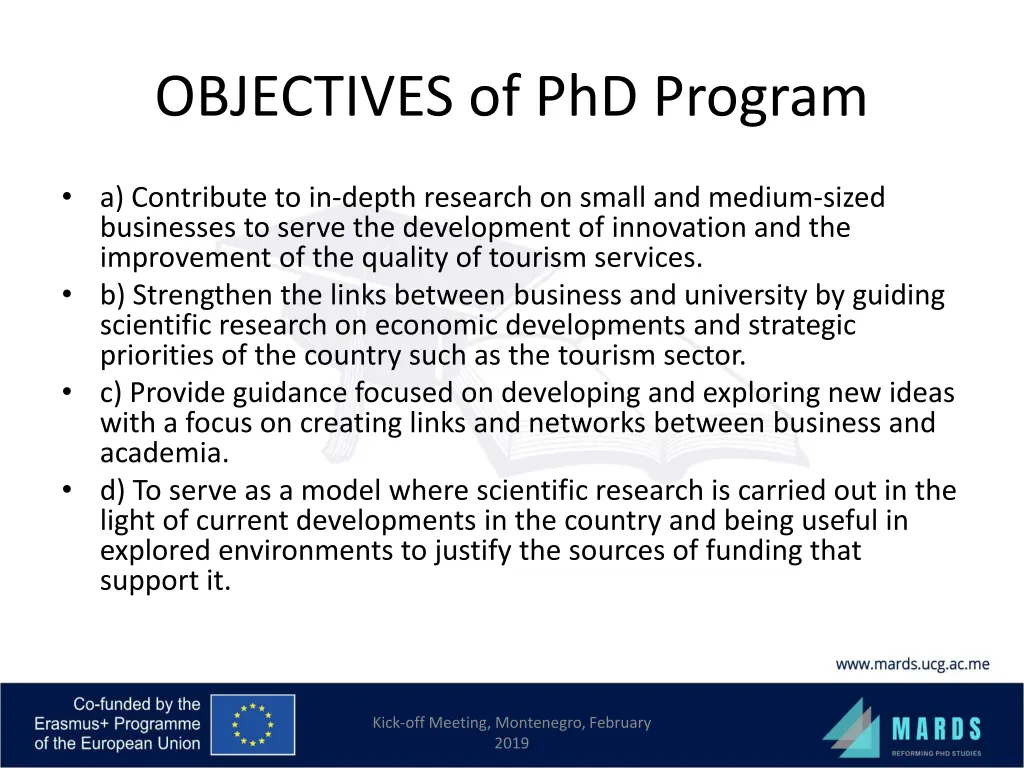 objectives of phd program