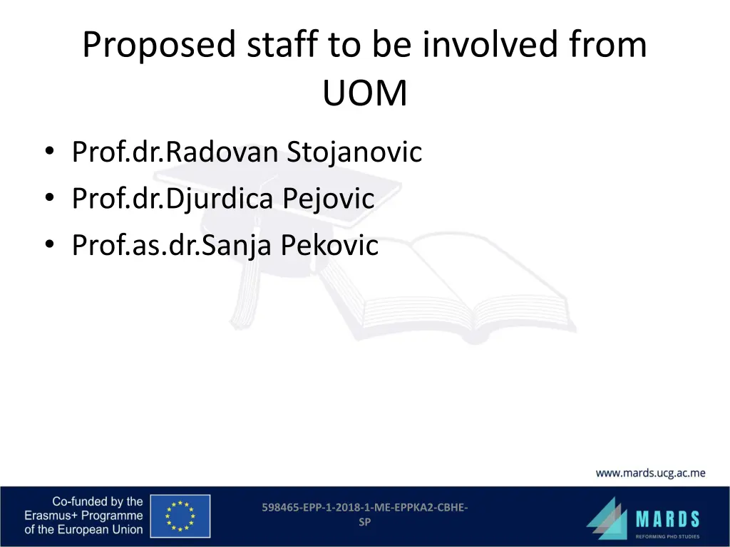 proposed staff to be involved from uom