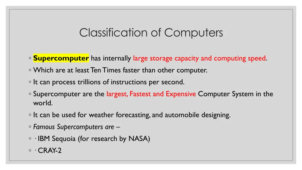 classification of computers