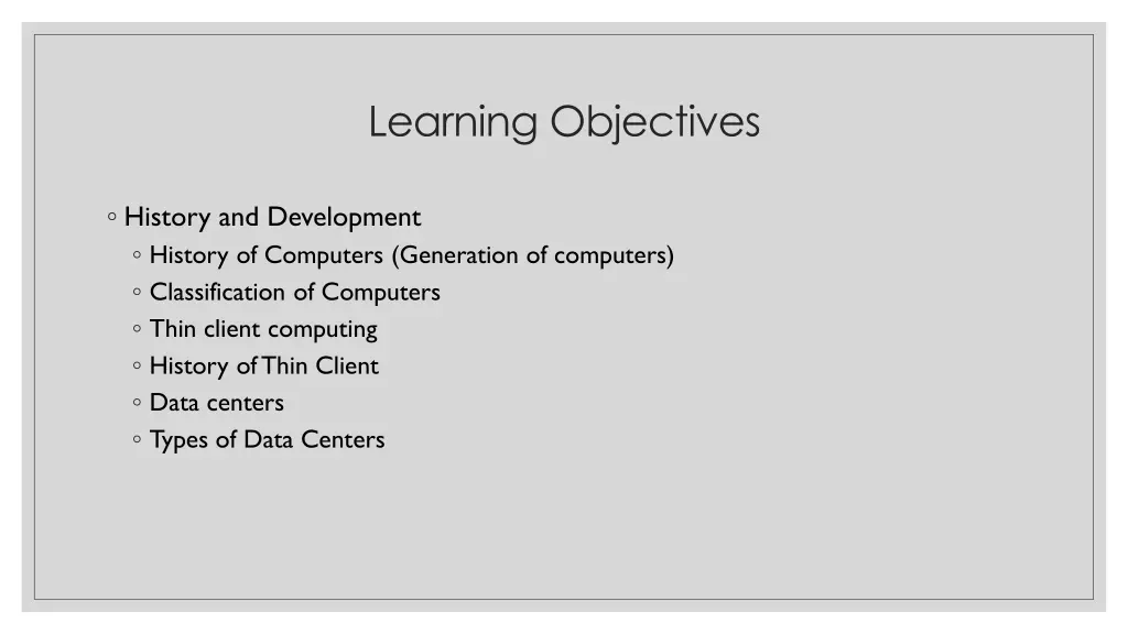 learning objectives