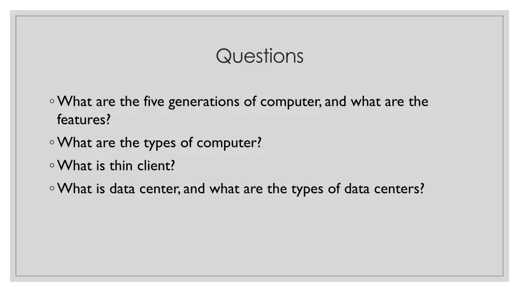 questions