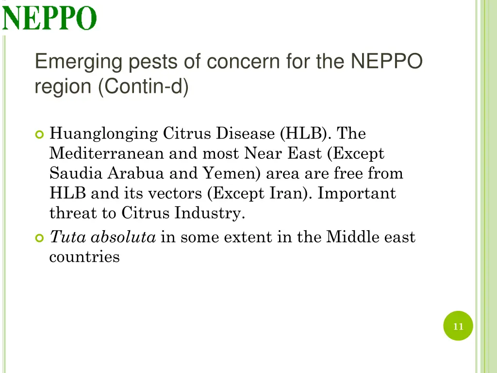 emerging pests of concern for the neppo region 1