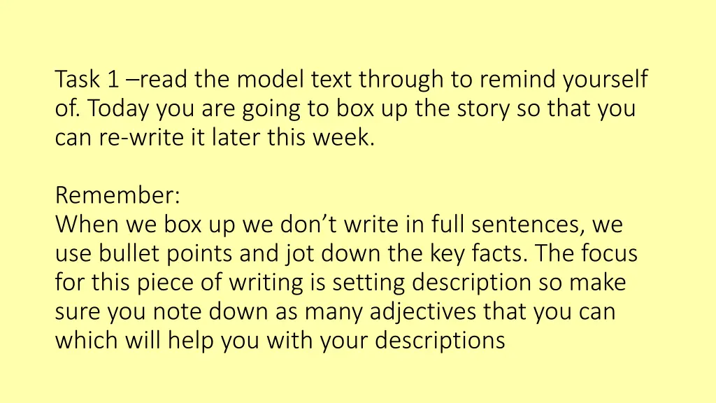 task 1 read the model text through to remind