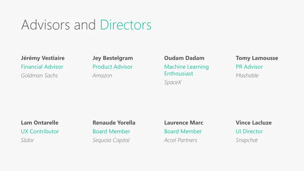 advisors and directors