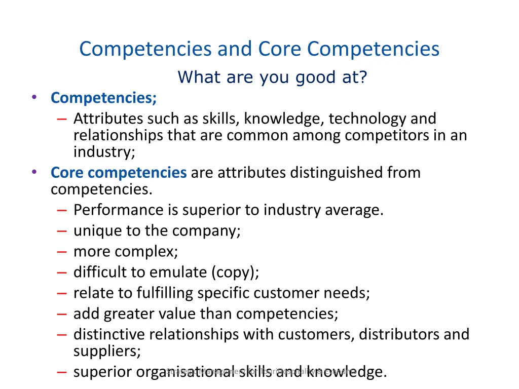competencies and core competencies what