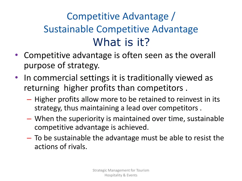 competitive advantage sustainable competitive