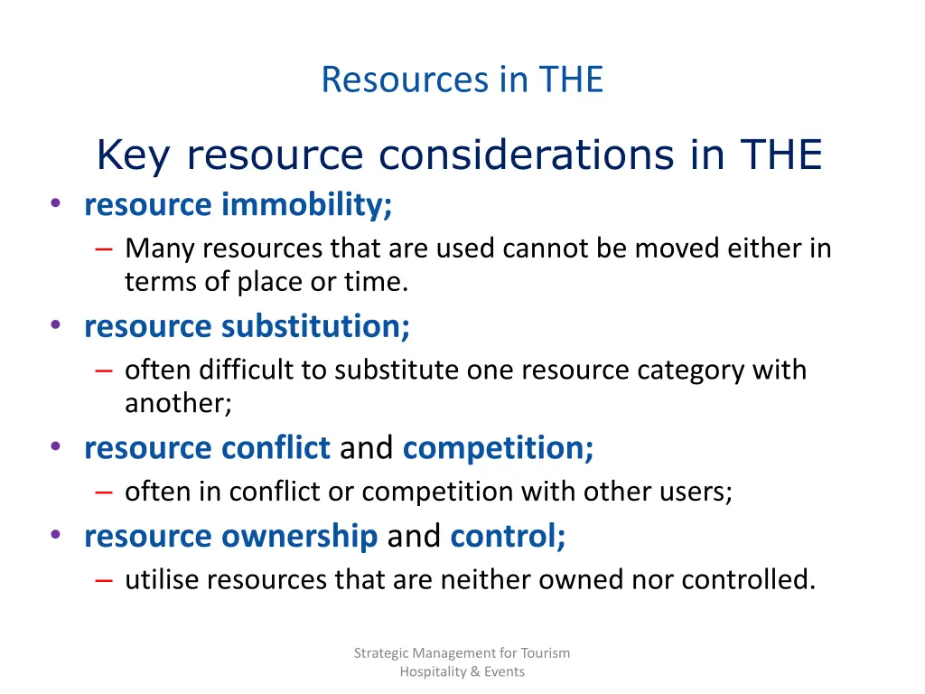 resources in the 1