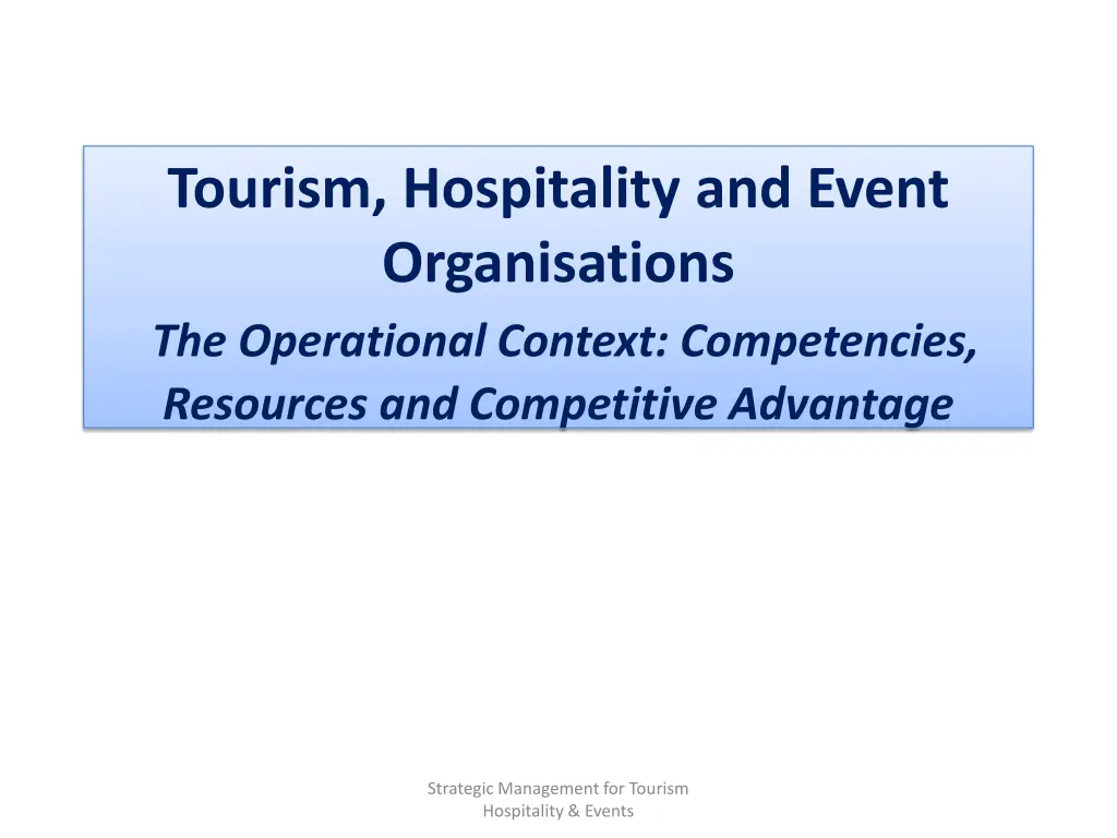 tourism hospitality and event organisations