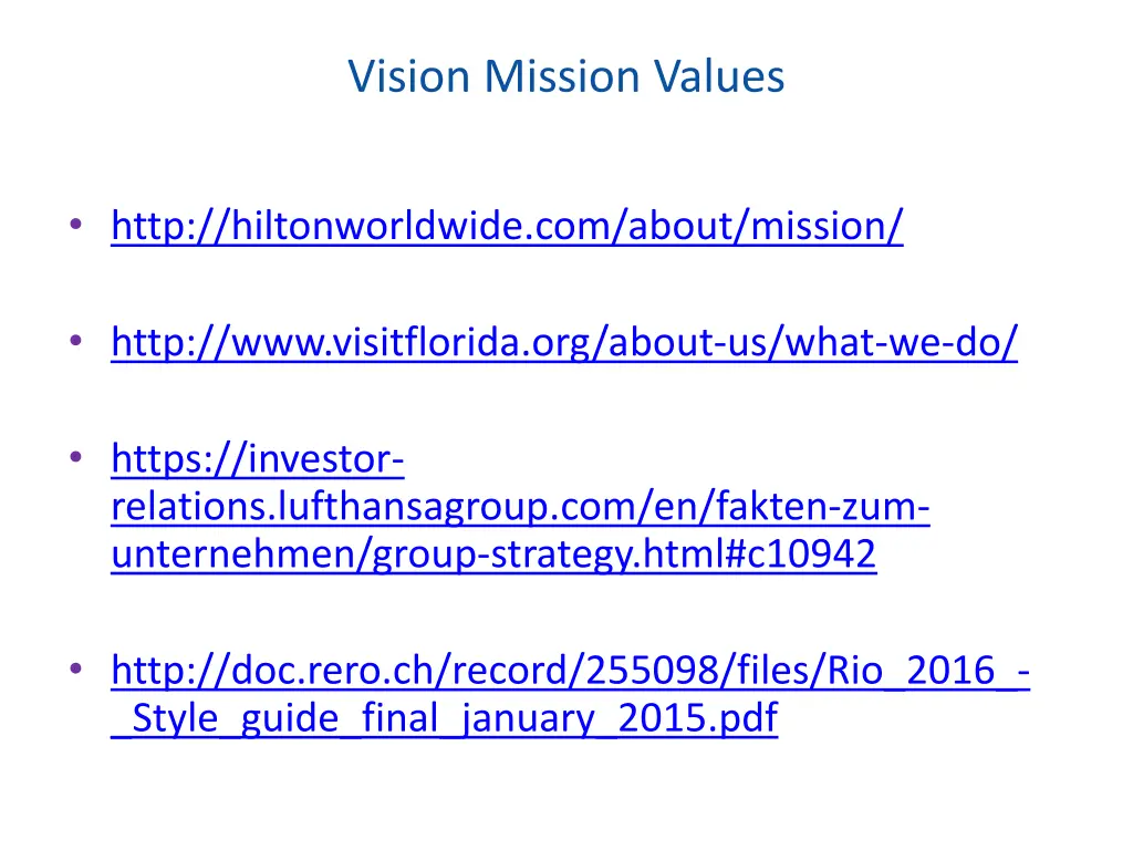 vision mission values