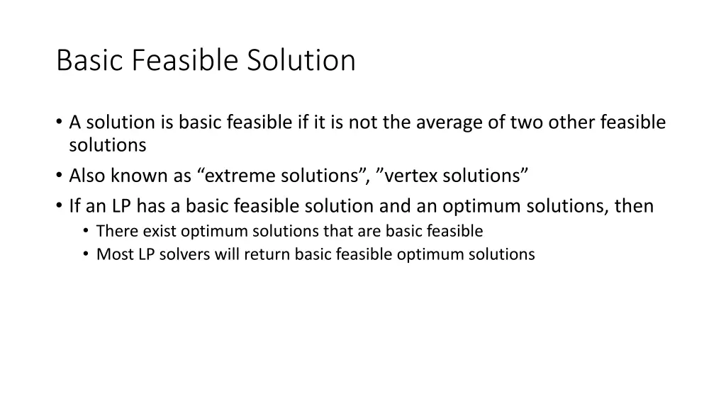 basic feasible solution