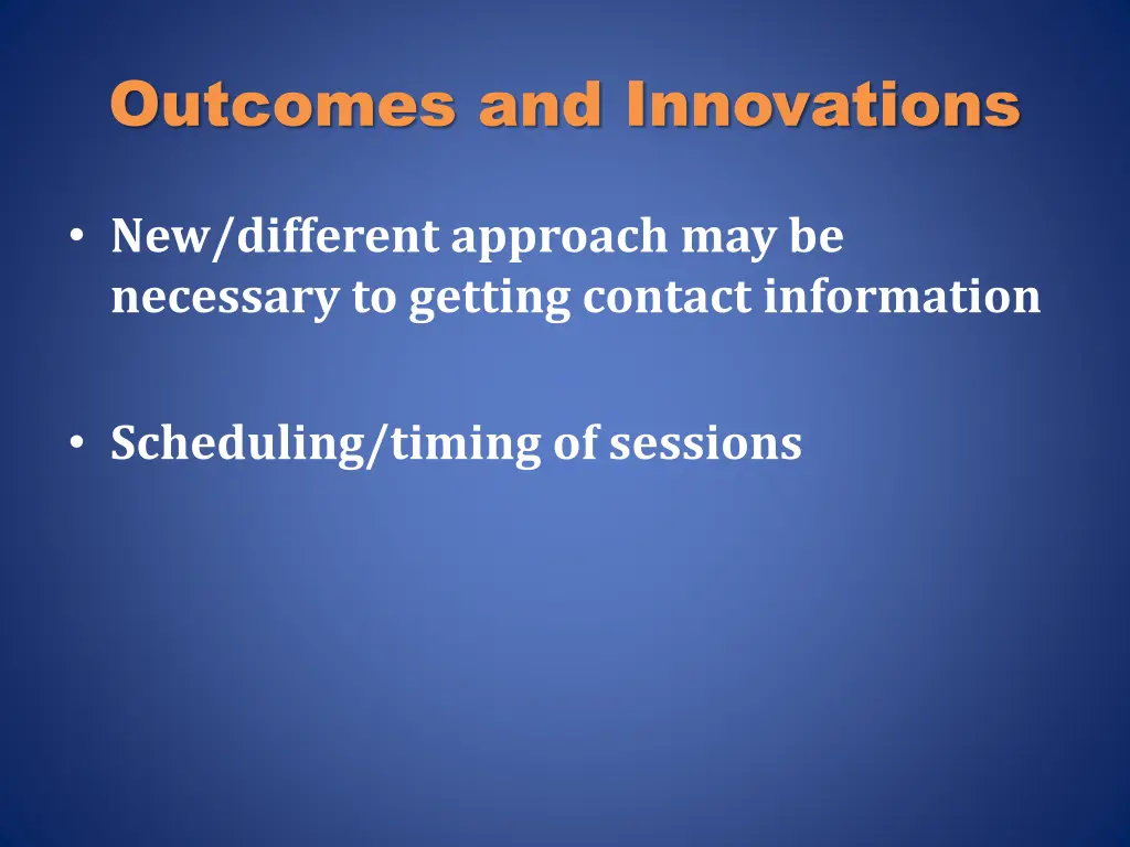 outcomes and innovations 1