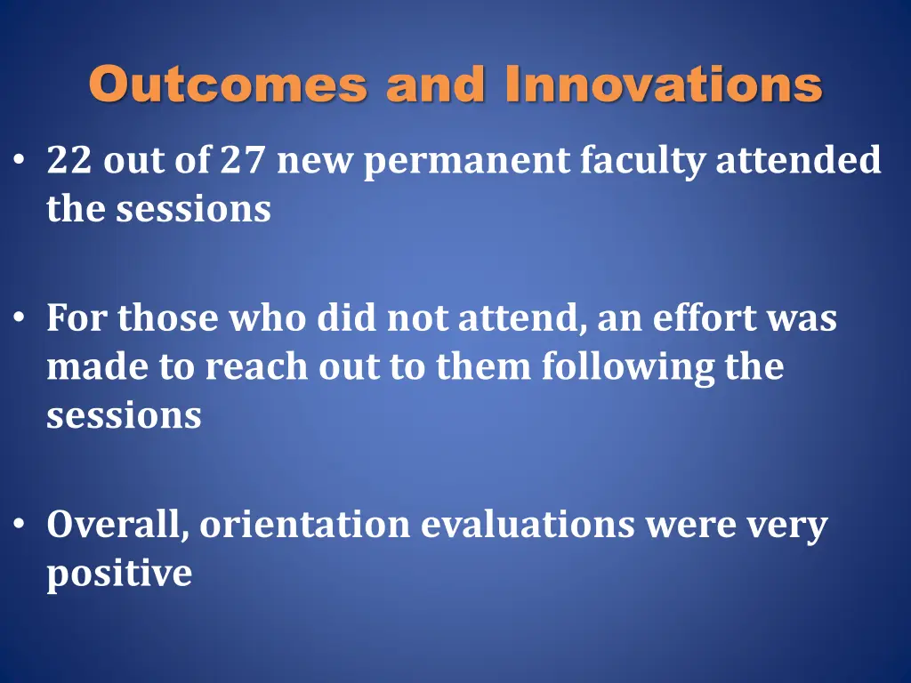 outcomes and innovations