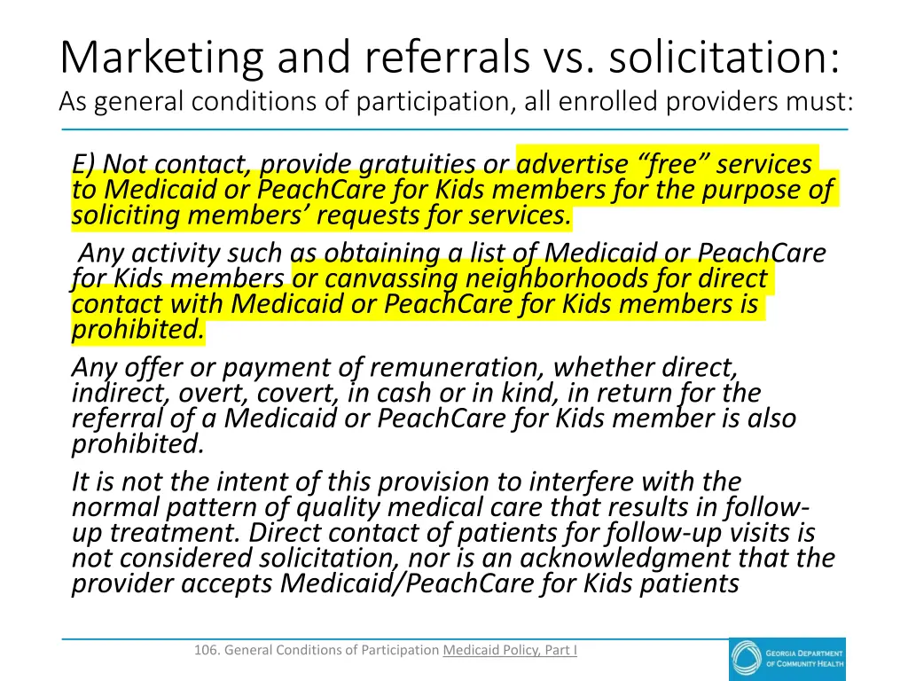 marketing and referrals vs solicitation