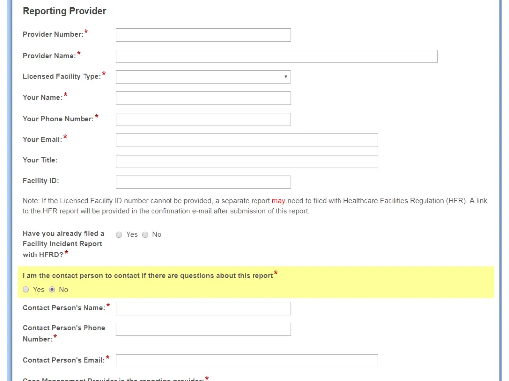 web based system for critical incident reporting