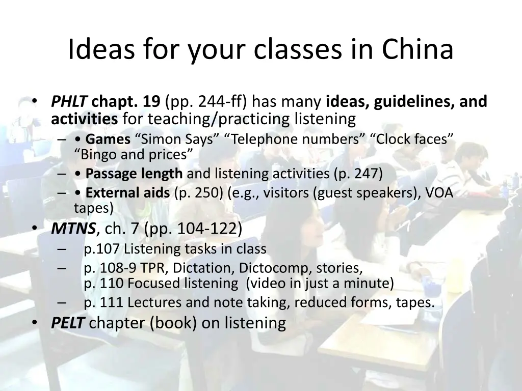 ideas for your classes in china