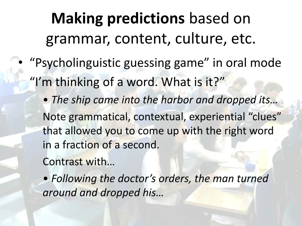 making predictions based on grammar content